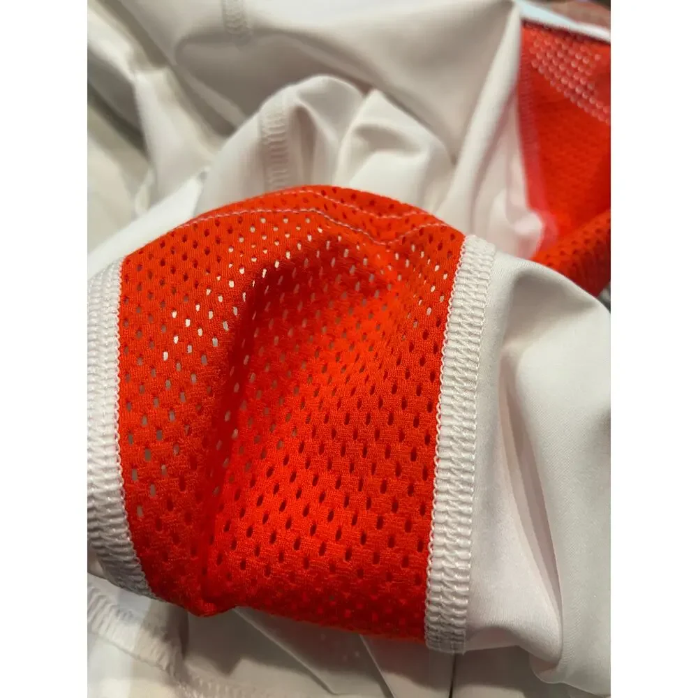 Nike Dri-FIT Mesh Racerback Tank Women’s M White Orange Running Workout Top